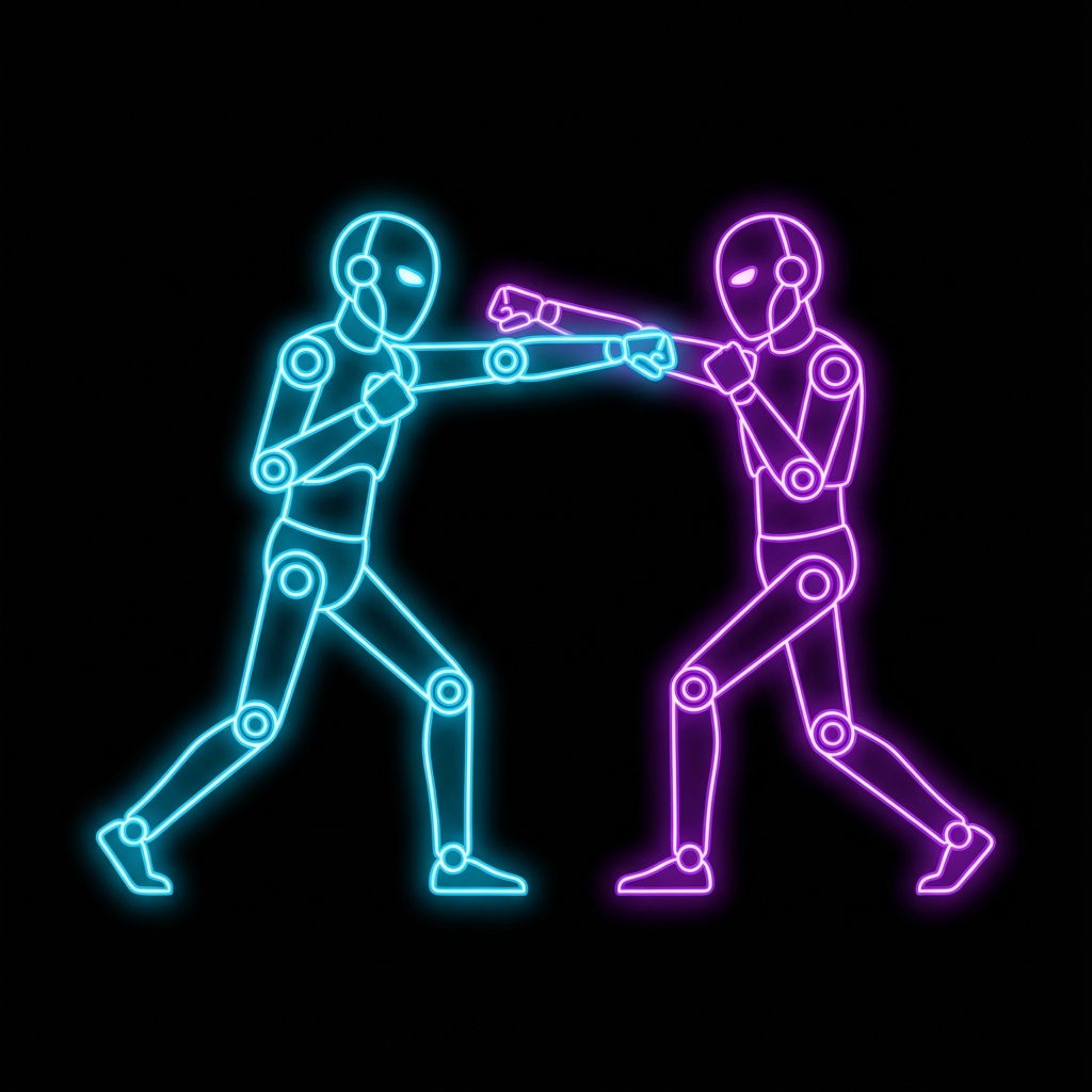 Futuristic Neon Fighting Characters